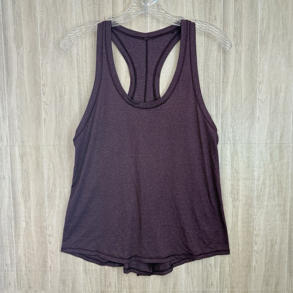Lululemon Tank Top Women's Size 4 Back Opening Purple Cotton Scoop Neck Gym
